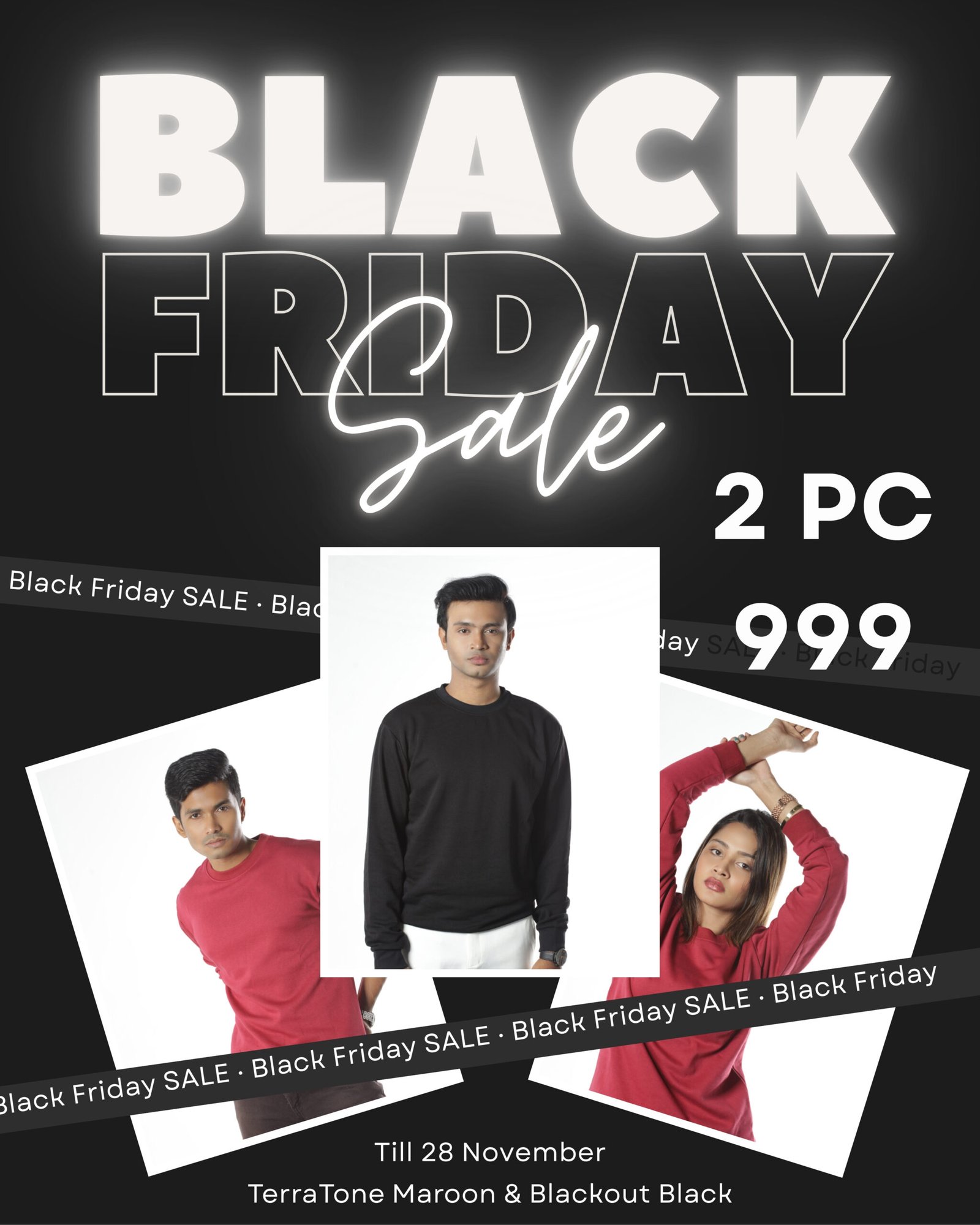 2pcs combo sweatshirt maroon + black 2pcs combo sweatshirt maroon + black